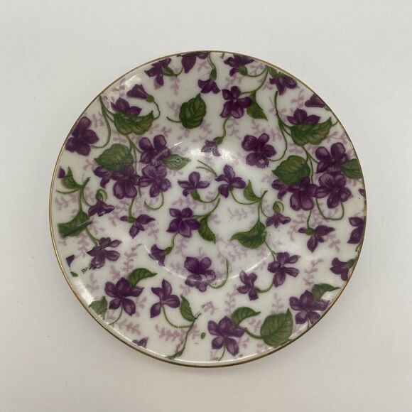 Vintage Inarco Demitasse Cup And Saucer Purple Violets E-563/D - Picture 5 of 10